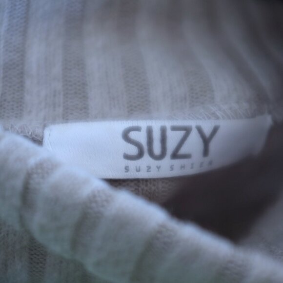 Suzy Shier brown grey long sleeves sweater stripe knit with a tie XXL - Picture 6 of 7